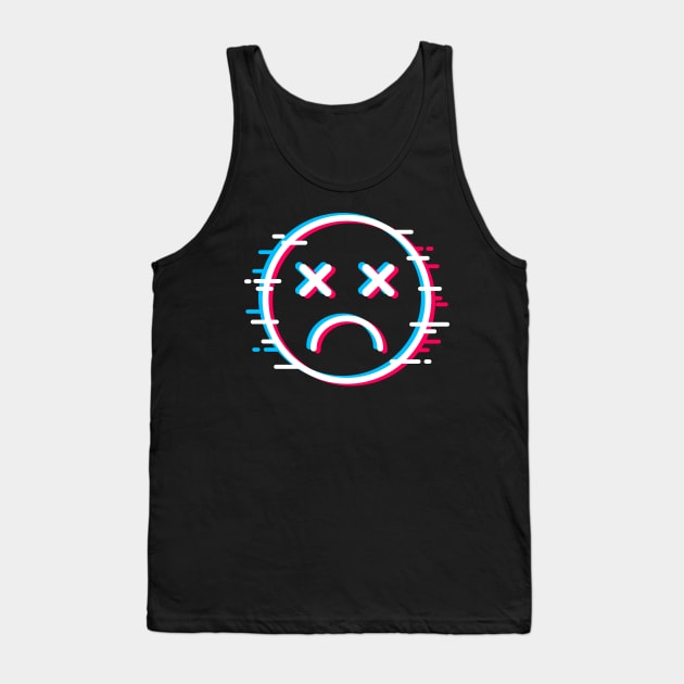 Glitch Face Dead Sad Tank Top by machmigo